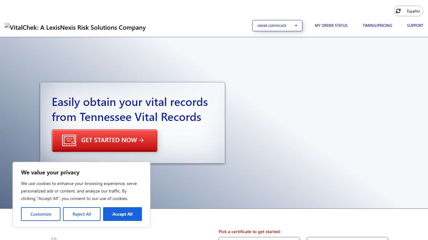 Tennessee Vital Records (TN) | Order Certificates - VitalChek
